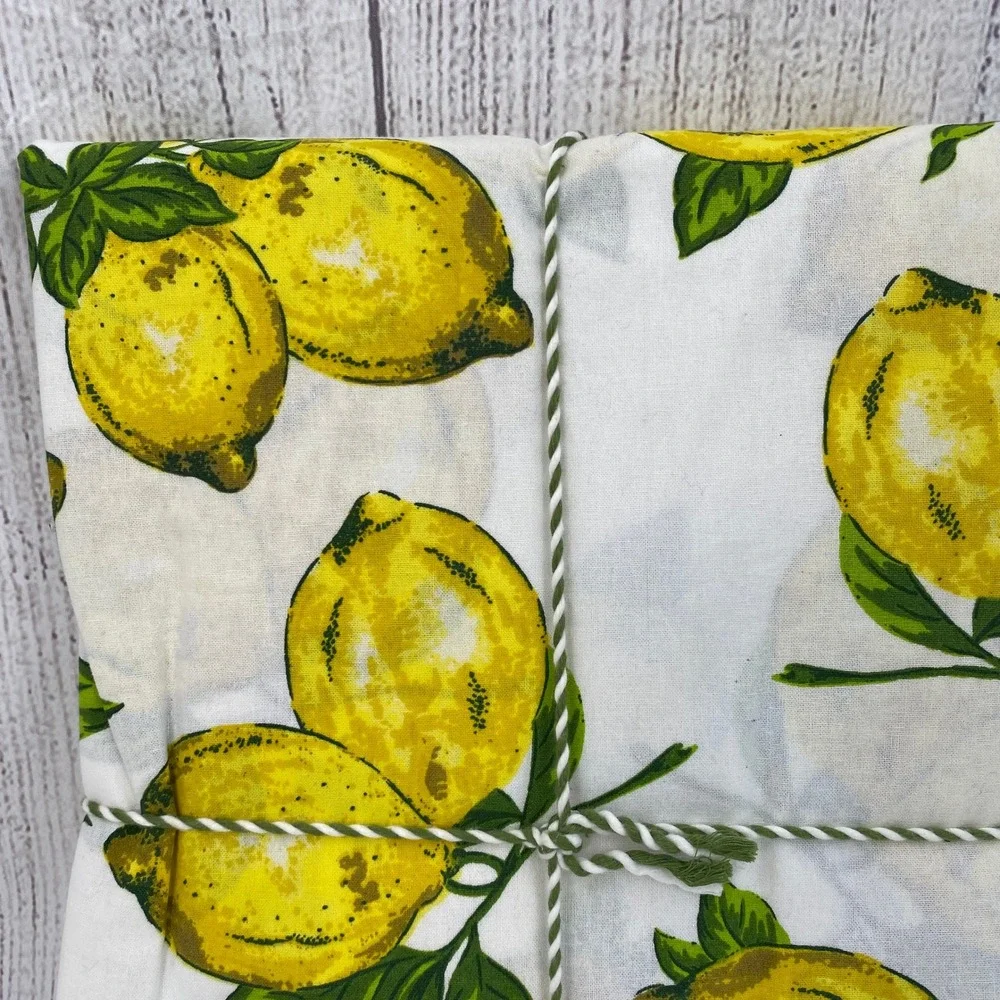 April Cornell Tablecloth 60x120 Lemons White Yellow Cotton Fruit Print Summer